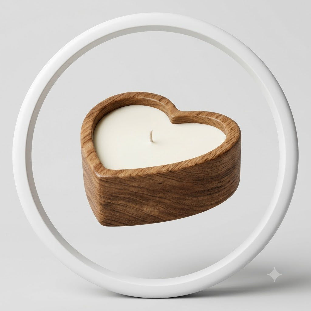 HEART WOODEN JAR CANDLE